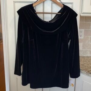 NWT Talbots Off Shoulder Black Velvet Top 1x
